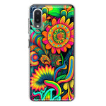 Samsung Galaxy A02 Neon Rainbow Psychedelic Indie Hippie Sunflowers Hybrid Protective Phone Case Cover