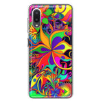 Samsung Galaxy A02 Neon Rainbow Psychedelic Hippie Wild Flowers Hybrid Protective Phone Case Cover