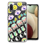 Samsung Galaxy A02 70's Yin Yang Hippie Happy Peace Stars Design Double Layer Phone Case Cover