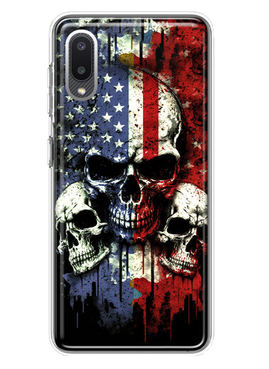 Samsung Galaxy A02 American USA Flag Skulls Blue Red Double Layer Phone Case Cover