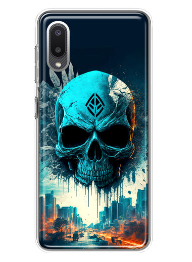 Samsung Galaxy A02 Blue Apocalypse Cyberpunk Skull Feather Double Layer Phone Case Cover