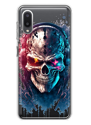 Samsung Galaxy A02 Cyberpunk Machine Headphones Skull Double Layer Phone Case Cover