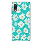 Samsung Galaxy A02 Turquoise Teal White Daisies Cute Daisy Polka Dots Double Layer Phone Case Cover