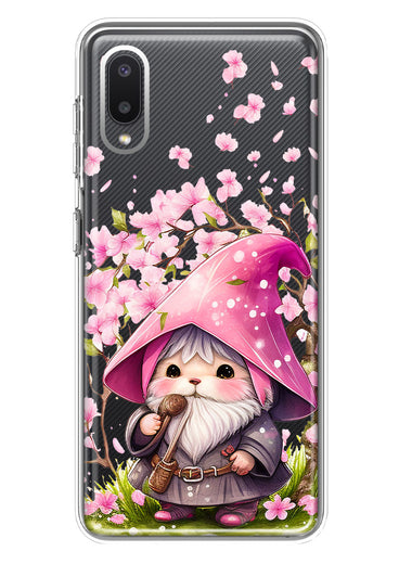 Samsung Galaxy A02 Cute Pink Cherry Blossom Gnome Spring Floral Flowers Double Layer Phone Case Cover
