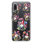 Samsung Galaxy A02 Cute Pink Purple Cosmos Flowers Gnomes Spring Floral Double Layer Phone Case Cover