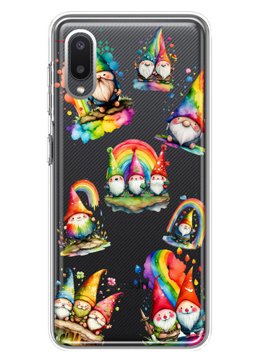 Samsung Galaxy A02 Colorful Neon Glow Rainbow Gnomes Painting Hybrid Protective Phone Case Cover