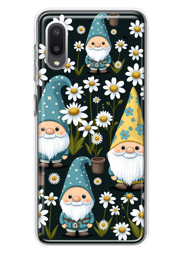Samsung Galaxy A02 Cute White Daisies Gnomes Flowers Floral Double Layer Phone Case Cover