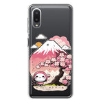 Samsung Galaxy A02 Kawaii Manga Pink Cherry Blossom Fuji Mountain Mochi Girl Hybrid Protective Phone Case Cover