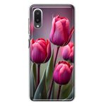 Samsung Galaxy A02 Pink Tulip Flowers Floral Hybrid Protective Phone Case Cover