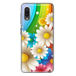 Samsung Galaxy A02 Colorful Rainbow Daisies Blue Pink White Green Double Layer Phone Case Cover