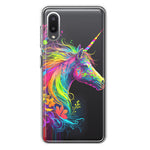 Samsung Galaxy A02 Neon Rainbow Glow Unicorn Floral Hybrid Protective Phone Case Cover