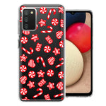 Samsung Galaxy A03S Christmas Winter Red White Peppermint Candies Swirls Candycanes Design Double Layer Phone Case Cover