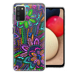 Samsung Galaxy A02S Colorful Summer Flowers Doodle Art Design Double Layer Phone Case Cover