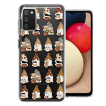 Samsung Galaxy A03S Cute Morning Coffee Lovers Gnomes Characters Drip Iced Latte Americano Espresso Brown Double Layer Phone Case Cover