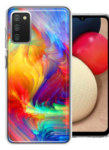 Samsung Galaxy A02S Colorful Feather Paint Double Layer Phone Case Cover