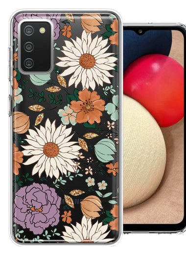 Samsung Galaxy A02S Feminine Classy Flowers Fall Toned Floral Wallpaper Style Double Layer Phone Case Cover