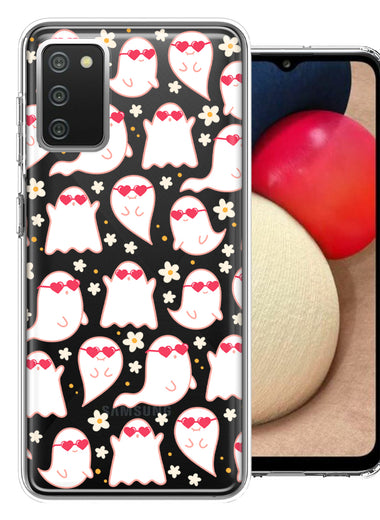 Samsung Galaxy A02S Floating Heart Glasses Love Ghosts Vaneltines Day Cutie Daisy Double Layer Phone Case Cover
