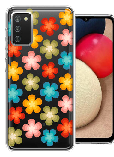 Samsung Galaxy A02S Groovy Gradient Retro Color Flowers Double Layer Phone Case Cover