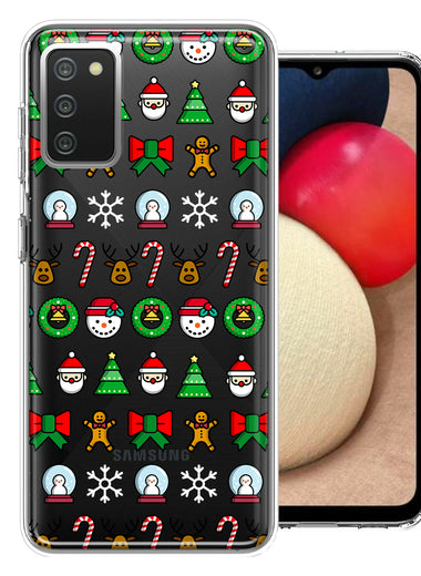Samsung Galaxy A02S Classic Christmas Polka Dots Santa Snowman Reindeer Candy Cane Design Double Layer Phone Case Cover