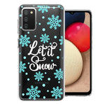 Samsung Galaxy A02S Christmas Holiday Let It Snow Winter Blue Snowflakes Design Double Layer Phone Case Cover