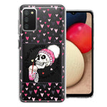 Samsung Galaxy A02S Pink Dead Valentine Skull Frap Hearts If I had Feelings They'd Be For You Love Double Layer Phone Case Cover