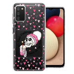 Samsung Galaxy A03S Pink Dead Valentine Skull Frap Hearts If I had Feelings They'd Be For You Love Double Layer Phone Case Cover