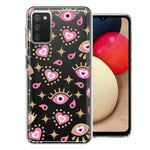 Samsung Galaxy A02S Pink Evil Eye Lucky Love Law Of Attraction Design Double Layer Phone Case Cover