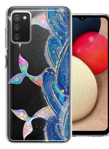 Samsung Galaxy A02S Rainbow Mermaid Tails Scales Ocean Waves Beach Girls Summer Double Layer Phone Case Cover