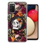 Samsung Galaxy A02S Romance Is Dead Valentines Day Halloween Skull Floral Autumn Flowers Double Layer Phone Case Cover
