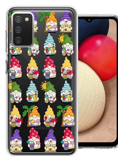 Samsung Galaxy A02S Summer Beach Cute Gnomes Sand Castle Shells Palm Trees Double Layer Phone Case Cover