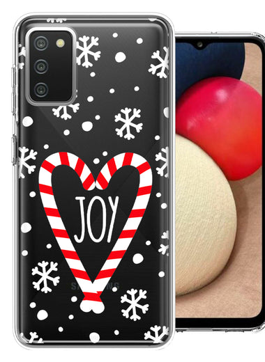 Samsung Galaxy A02S Winter Joy Snow Peppermint Candy Cane Heart Festive Christmas Double Layer Phone Case Cover
