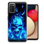 Samsung Galaxy A03S Blue Flaming Skull Double Layer Phone Case Cover