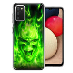 Samsung Galaxy A03S Green Flaming Skull Double Layer Phone Case Cover