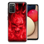 Samsung Galaxy A03S Red Flaming Skull Double Layer Phone Case Cover