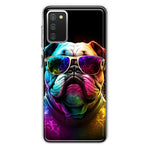 Samsung Galaxy A02S Neon Rainbow Glow Bulldog Hybrid Protective Phone Case Cover