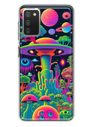 Samsung Galaxy A02S Neon Rainbow Psychedelic UFO Alien Planet Hybrid Protective Phone Case Cover