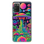 Samsung Galaxy A02S Neon Rainbow Psychedelic UFO Alien Planet Hybrid Protective Phone Case Cover