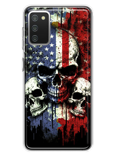 Samsung Galaxy A02S American USA Flag Skulls Blue Red Double Layer Phone Case Cover