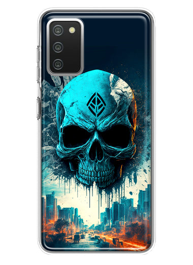 Samsung Galaxy A02S Blue Apocalypse Cyberpunk Skull Feather Double Layer Phone Case Cover