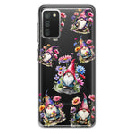 Samsung Galaxy A02S Cute Pink Purple Cosmos Flowers Gnomes Spring Floral Double Layer Phone Case Cover