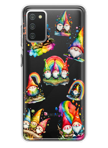 Samsung Galaxy A02S Colorful Neon Glow Rainbow Gnomes Painting Hybrid Protective Phone Case Cover
