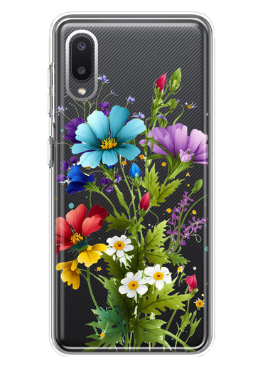 Samsung Galaxy A02 Purple Yellow Red Spring Flowers Floral Hybrid Protective Phone Case Cover
