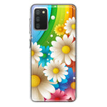 Samsung Galaxy A02S Colorful Rainbow Daisies Blue Pink White Green Double Layer Phone Case Cover