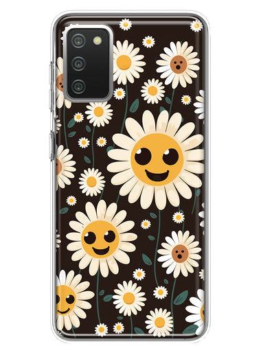 Samsung Galaxy A02S Cute Smiley Face White Daisies Double Layer Phone Case Cover