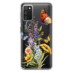 Samsung Galaxy A02S Yellow Purple Spring Flowers Butterflies Floral Hybrid Protective Phone Case Cover