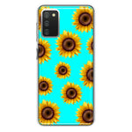 Samsung Galaxy A02S Yellow Sunflowers Polkadot on Turquoise Teal Double Layer Phone Case Cover