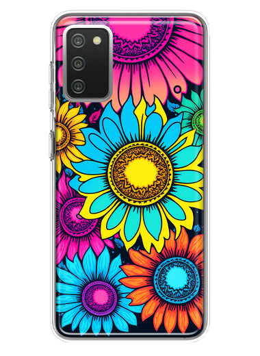 Samsung Galaxy A02S Vintage Colorful Abstract Sunflowers Floral Double Layer Phone Case Cover