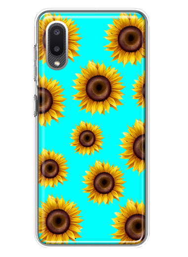 Samsung Galaxy A02 Yellow Sunflowers Polkadot on Turquoise Teal Double Layer Phone Case Cover