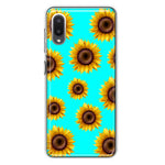 Samsung Galaxy A02 Yellow Sunflowers Polkadot on Turquoise Teal Double Layer Phone Case Cover