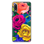 Samsung Galaxy A02 Vintage Pastel Abstract Colorful Pink Yellow Blue Roses Double Layer Phone Case Cover